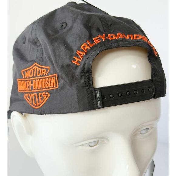 Harley-Davidson Screamin' Eagle Snapback Hat– Black & Orange, Embroidered Logo - Picture 4 of 4